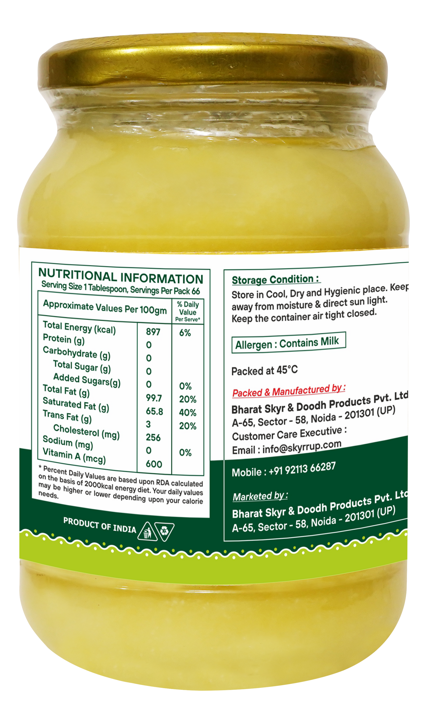 Skyrrup A2 Desi Cow Ghee - 1000ml