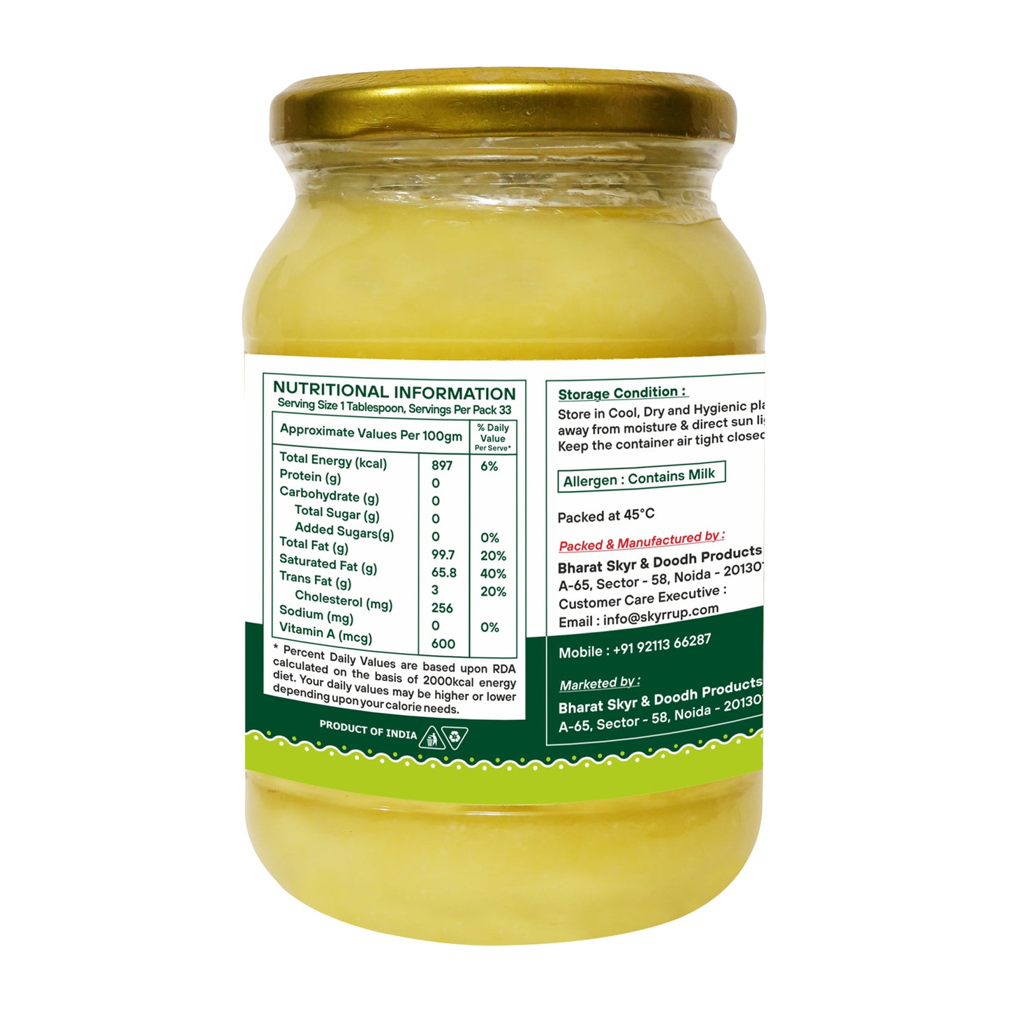Skyrrup A2 Desi Cow Ghee - 500ml
