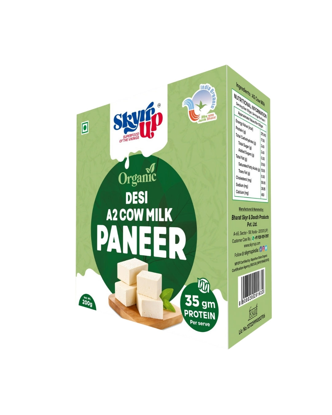 Premium Organic A2 Cow's Milk Paneer (200g)