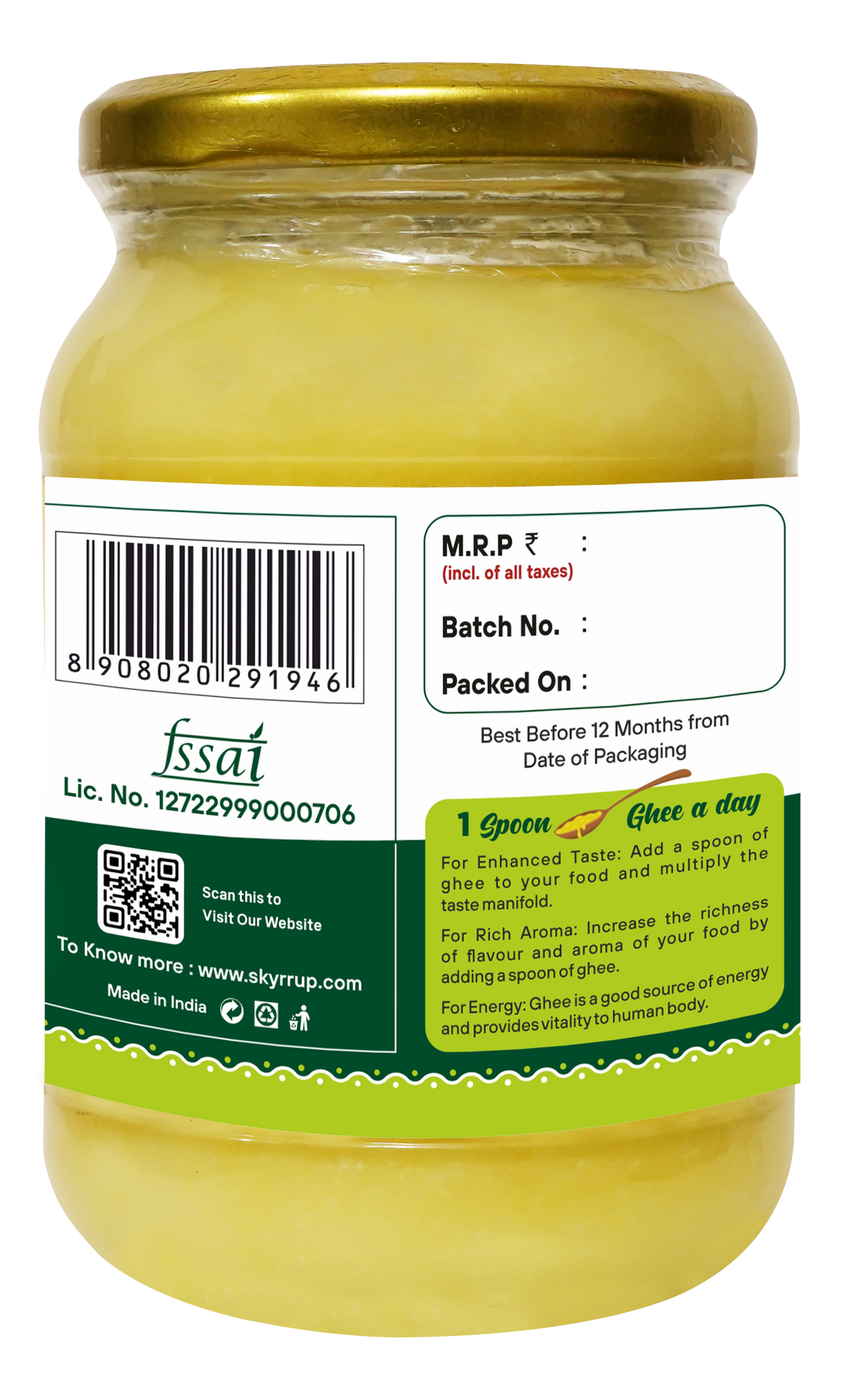 Skyrrup A2 Desi Cow Ghee - 1000ml