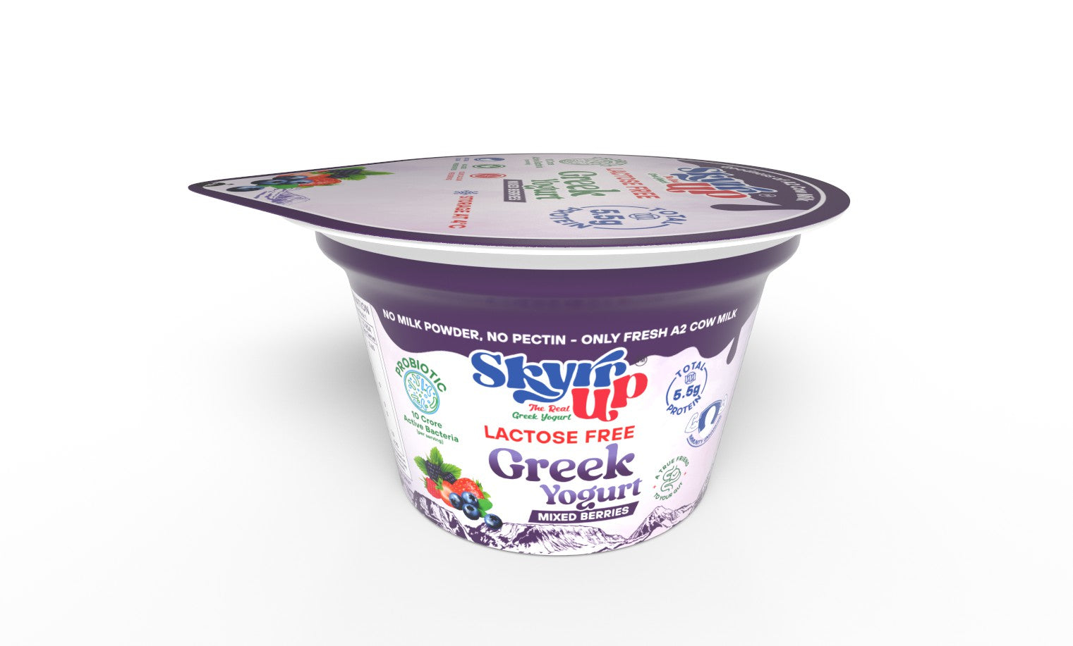 Greek Yogurt - 85gm - Mixed Berries (Made From A2 Cow Milk) - Probiotic, 5.5gm Protein, Zero Preservatives, Lactose Free- Pack 0f 6