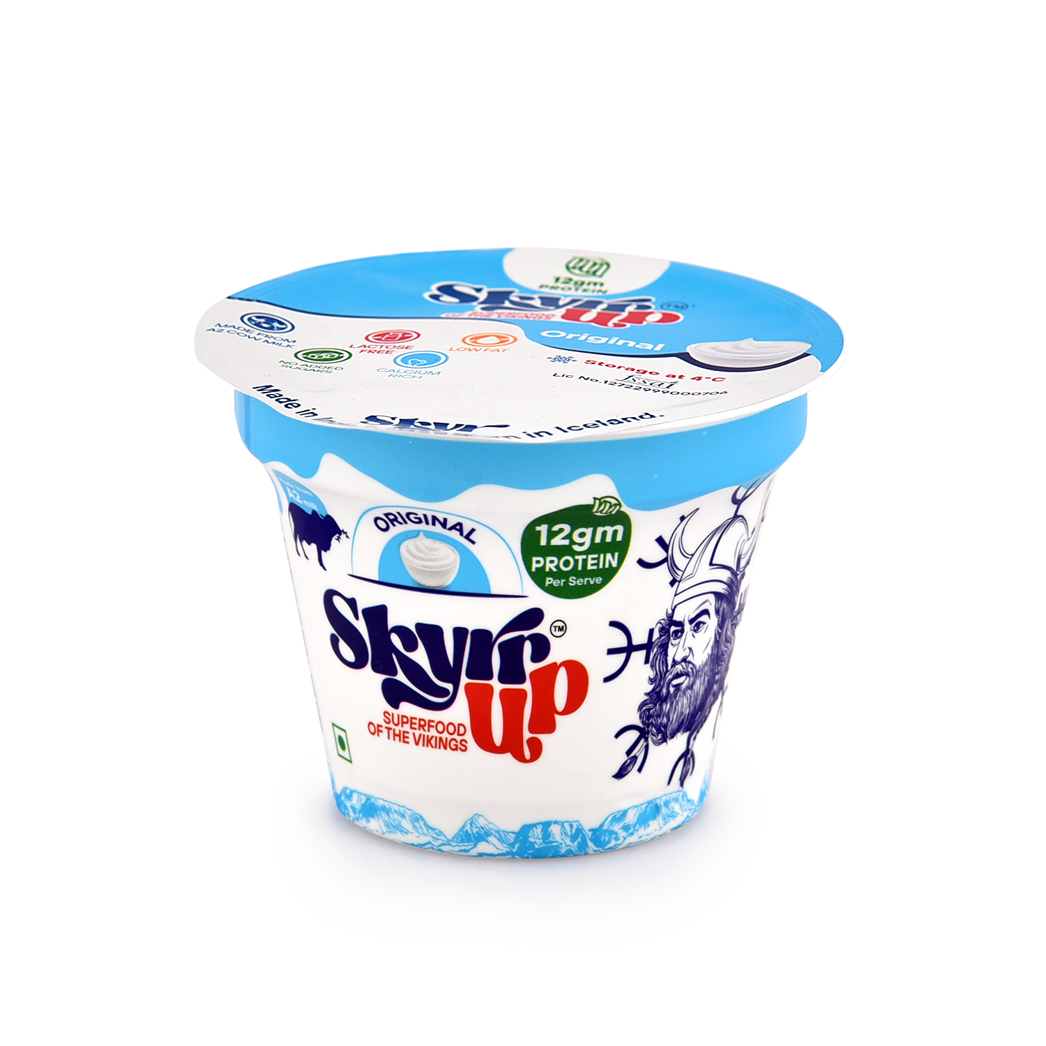 Skyr - Original (Made From A2 Milk) – No Added Sugar, 12gm Protein, Zero Preservatives, Low Fat & Lactose Free – Skyrrup – 100gm – Pack of 6