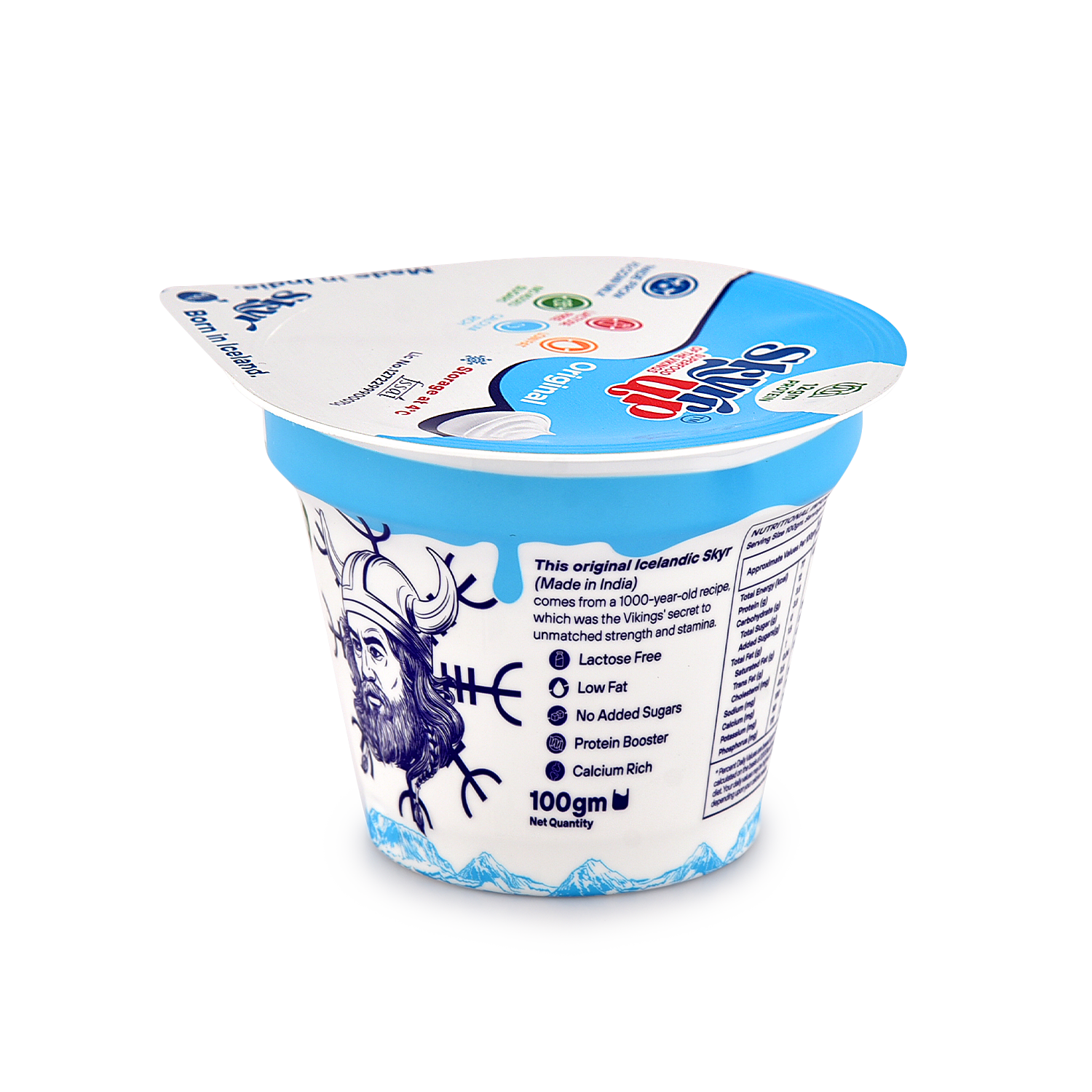 Skyr - Original (Made From A2 Milk) – No Added Sugar, 12gm Protein, Zero Preservatives, Low Fat & Lactose Free – Skyrrup – 100gm – Pack of 6