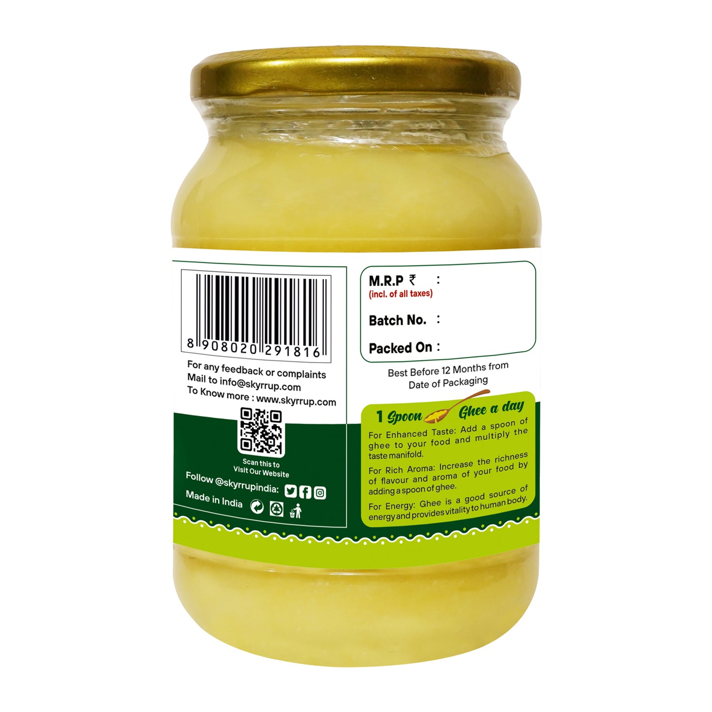 Skyrrup A2 Desi Cow Ghee - 500ml