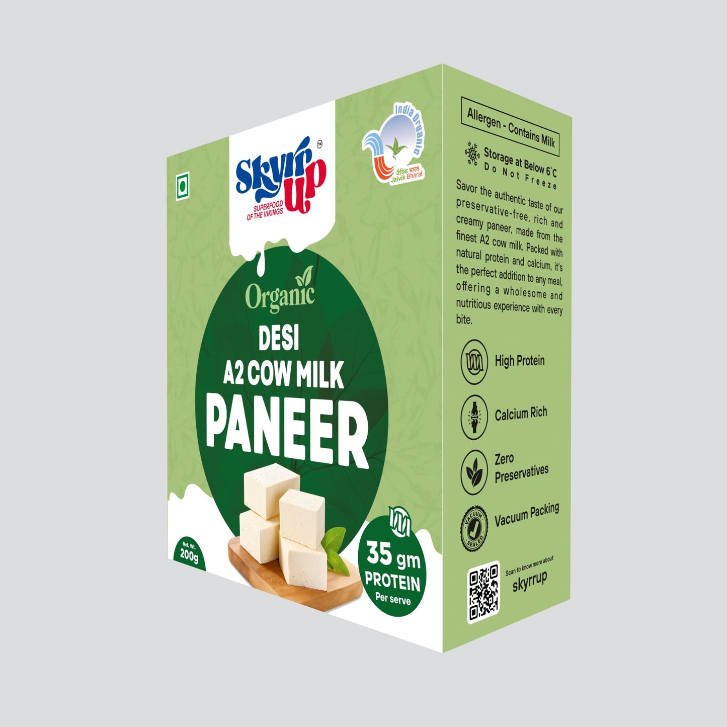 Premium Organic A2 Cow's Milk Paneer (200g)
