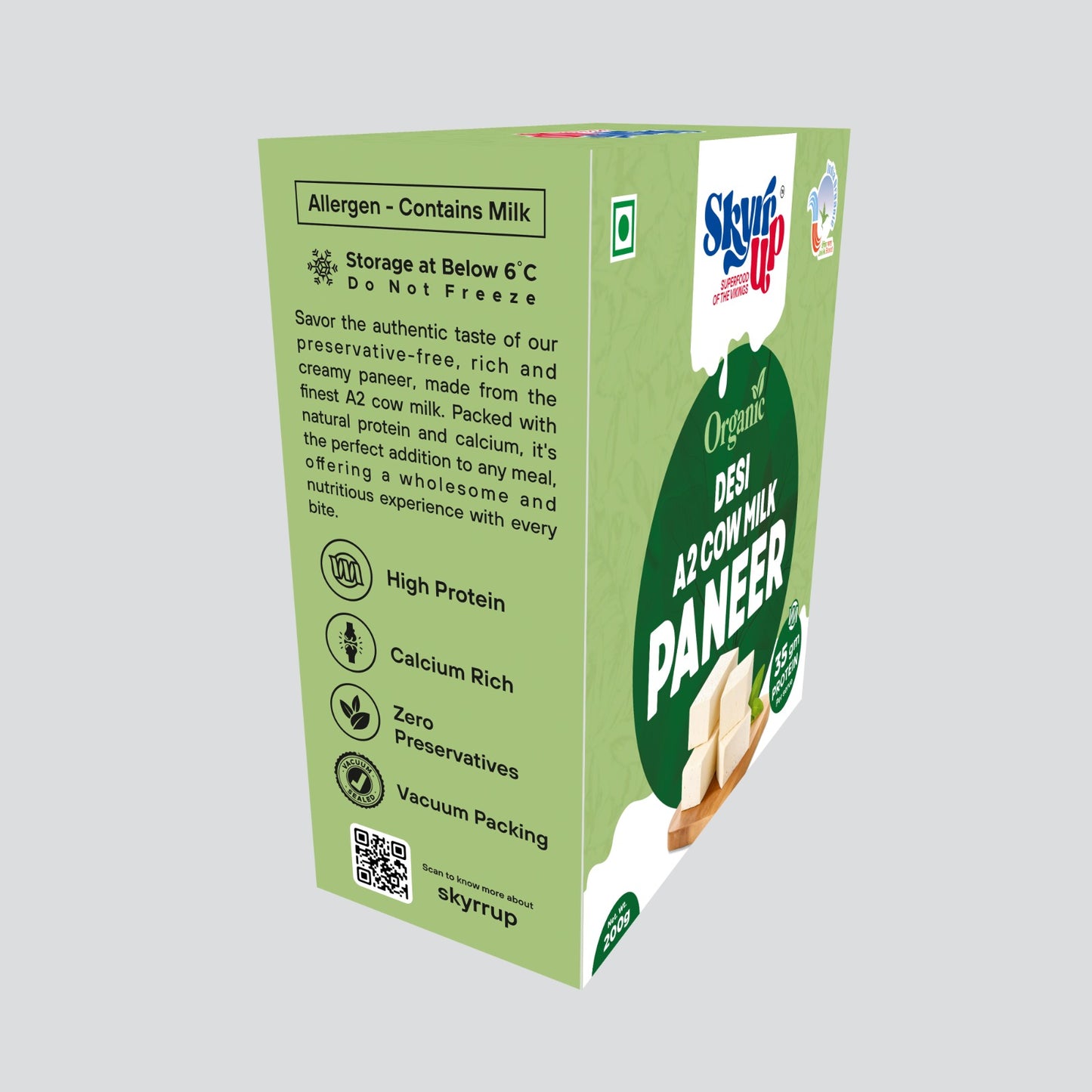 Premium Organic A2 Cow's Milk Paneer (200g)