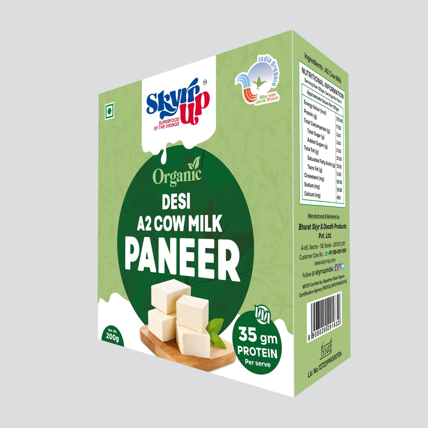 Premium Organic A2 Cow's Milk Paneer (200g)