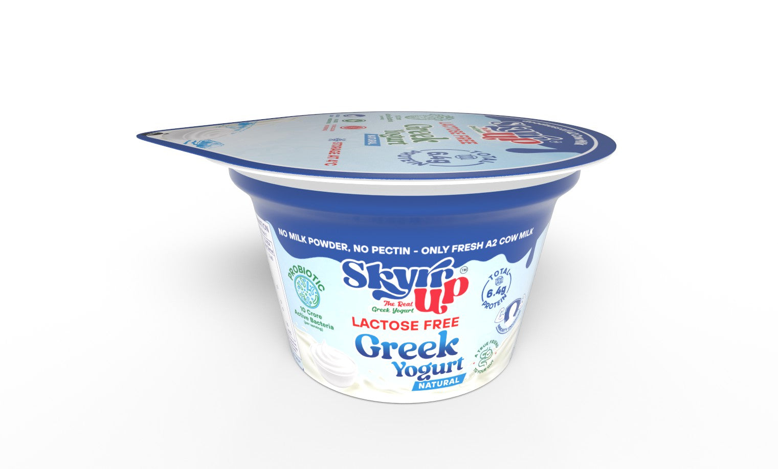 Greek Yogurt - 85gm - Natural (Made From A2 Cow Milk) - Probiotic, 6.4gm Protein, Zero Preservatives, Lactose Free- Pack 0f 6