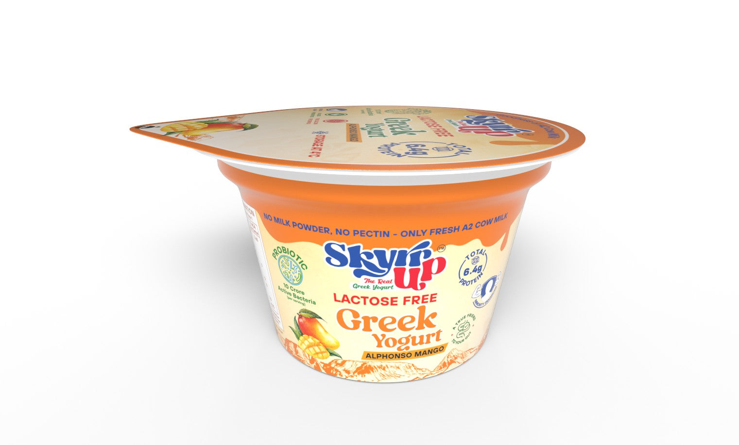 Greek Yogurt - 85gm - Mango (Made From A2 Cow Milk) - Probiotic, 6.4gm Protein, Zero Preservatives, Lactose Free- Pack of 6