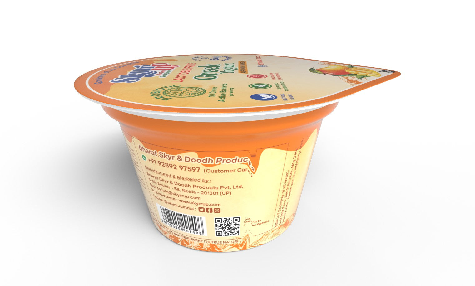 Greek Yogurt - 85gm - Mango (Made From A2 Cow Milk) - Probiotic, 6.4gm Protein, Zero Preservatives, Lactose Free- Pack of 6