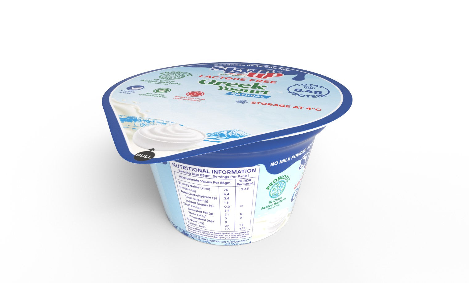 Greek Yogurt - 85gm - Natural (Made From A2 Cow Milk) - Probiotic, 6.4gm Protein, Zero Preservatives, Lactose Free