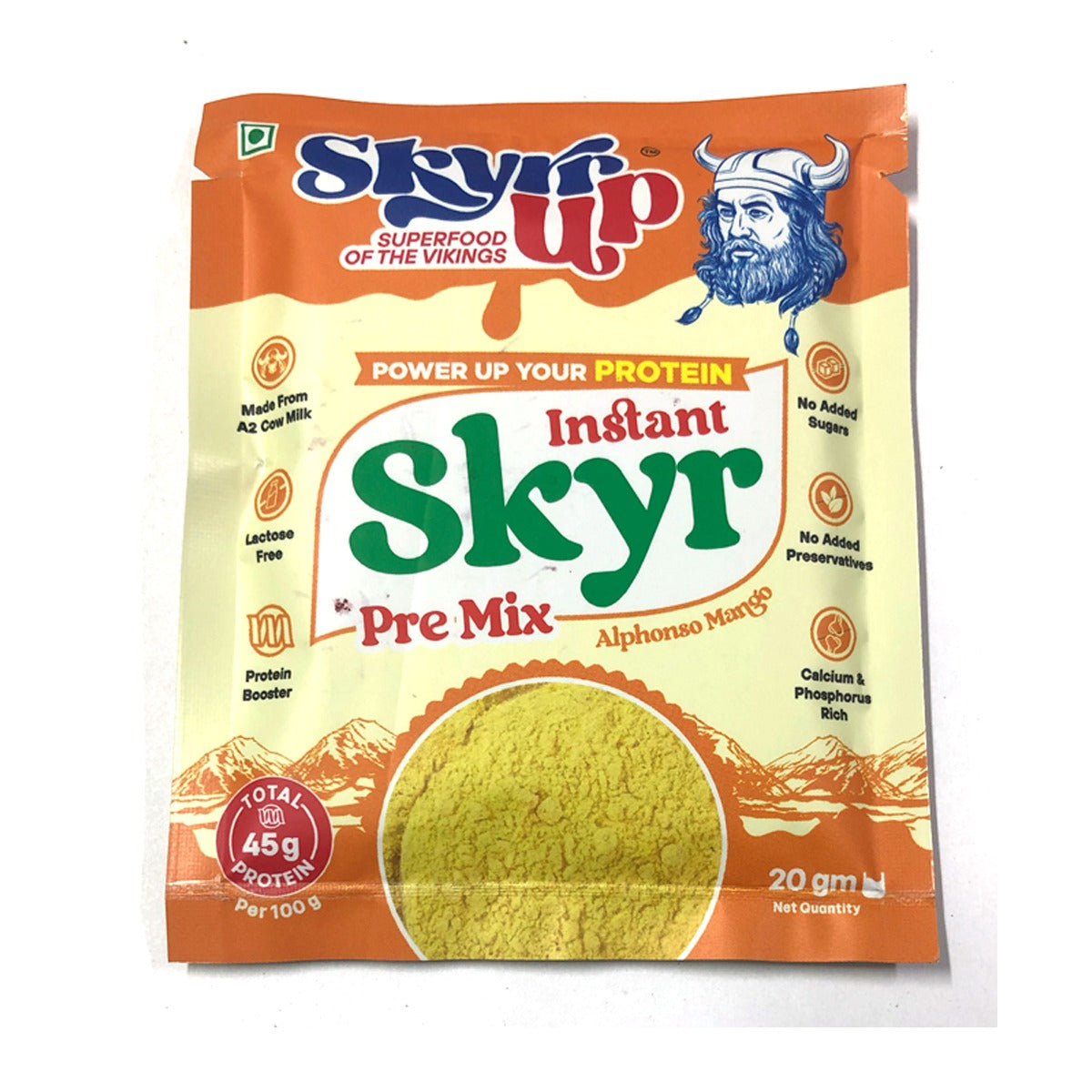 Skyr - Pre Mix Alphonso Mango (Made From A2 Milk) – No Added Sugar, 9gm Protein in 20g pack, Zero Preservatives & Lactose Free – Skyrrup  - Pack of 3 - 20gm