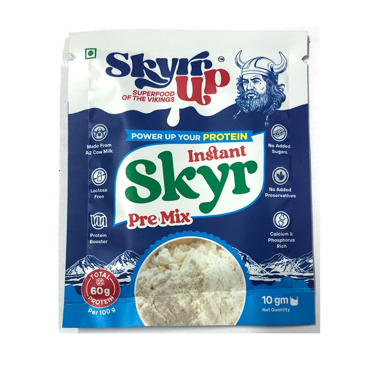 Skyr- Pre Mix Original (Made From A2 Milk)  No Added Sugar, 6gm Protein in 10g pack, Zero Preservatives & Lactose Free – Skyrrup – pack of 6 - 10gm