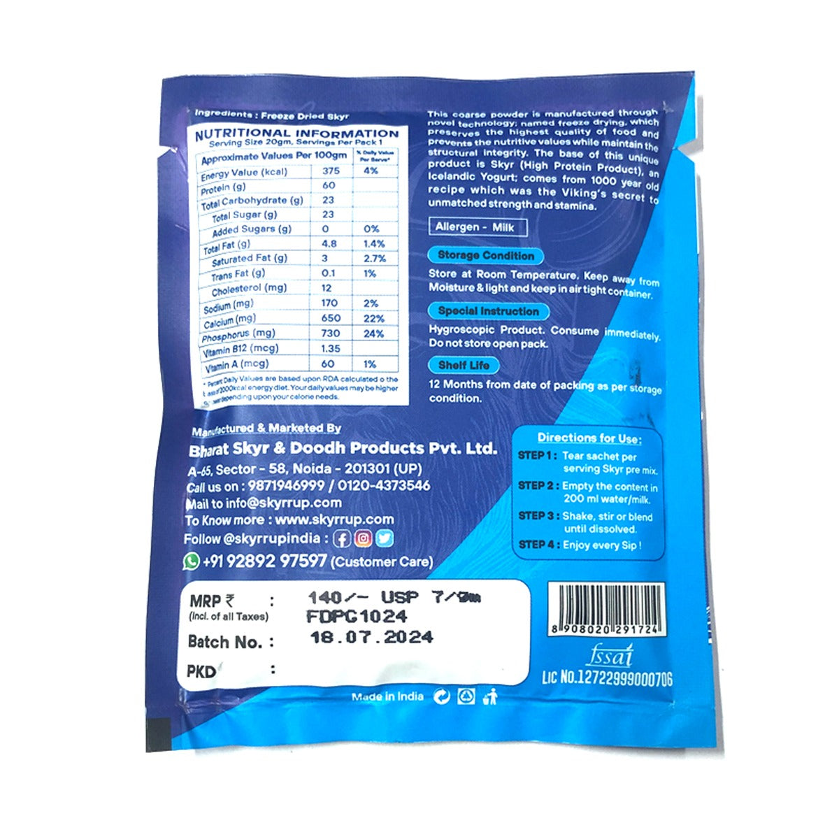 Skyr- Pre Mix Original (Pack of 3) - 20g each