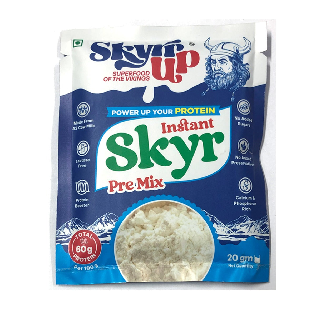 Skyr- Pre Mix Original (Made From A2 Milk)  No Added Sugar, 6gm Protein in 10g pack, Zero Preservatives & Lactose Free – Skyrrup - pack of 3 - 20gm