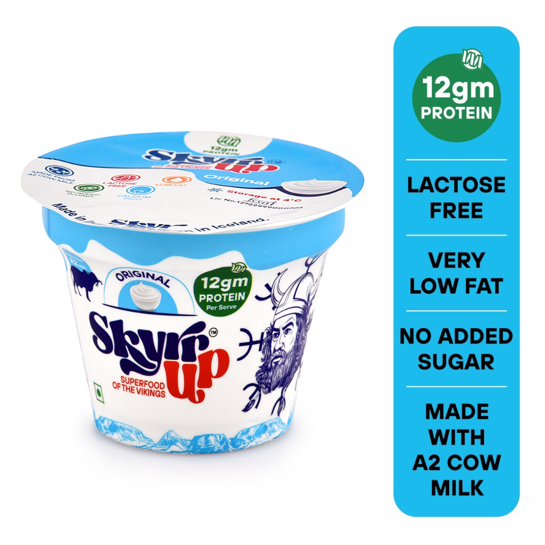 Skyr  - 1pc Original, 2pc Mixed Berries, 1pc Honey & Dates, 2pc Alphonso Mango (Made from A2 Milk), No Added Sugar, 10-12gm Protein, Zero Preservatives, Low Fat & Lactose Free - Skyrrup - 100gm - Pack of 6 (Assorted)